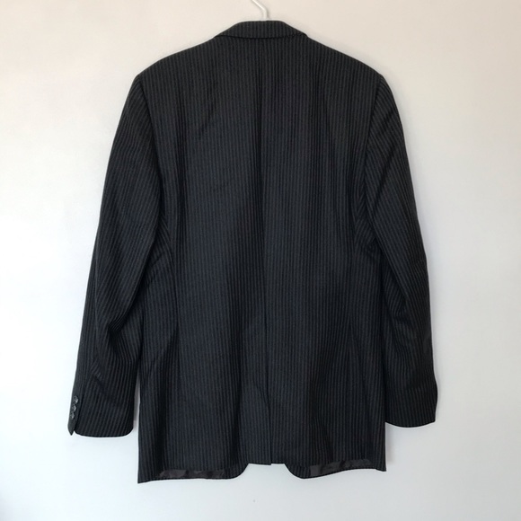 Hirmer munchen blue pinstripe wool two button men's sport coat - Picture 13 of 14